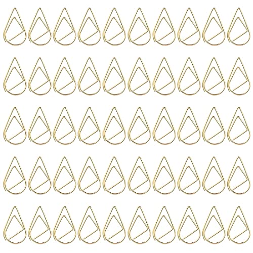 Zeayebsr Briefklammern,100 Stück Wasser Tropfen Form Lesezeichen Metall Golden - für Buch, Memo, Papier, Poster, Foto von Zeayebsr