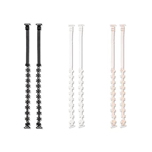Zeayebsr Damen 3 Paar BH-Träger Gänseblümchen-Blumenspitze Verstellbare Unterwäsche BH-Träger Ersatzträger (Schwarz, Weiß, Hautton) von Zeayebsr