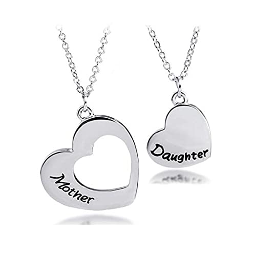 Zeayebsr Mutter und Tochter Schmuck Kette Damen Halskette mit Gravur Herzkette Anhänger Geschenk für Mama Silber Halskette für Geburtstag Muttertag Geschenk Schmuck Zubehör Täglich von Zeayebsr