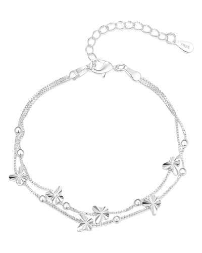 Zeayebsr armband mädchen,Armband Silber für Damen Schmetterlinge Armband Rosegold Damen mit Perlen Verstellbare Layered Armband Mädchen Freundschaftsarmbänder Geschenke für Frauen, armband silber Zeayebsr armband mädchen,Armband Silber für Damen Schmetterlinge Armband Rosegold Damen mit Perlen Verstellbare Layered Armband Mädchen Freundschaftsarmbänder Geschenke für Frauen, armband silber von Zeayebsr