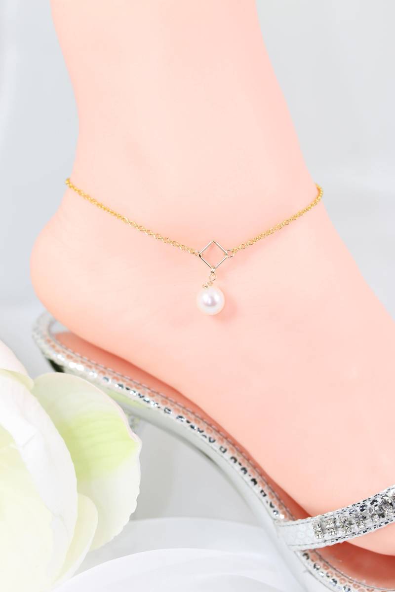 Fußkettchen, Süßwasser Perle Ankle Armband, Körperschmuck, 14Kyf, Braut Accessoire, Fußschmuck, Geschenke von ZebaCreations