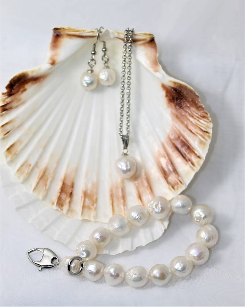 Perlen-Set, Halskette Ohrring Armband Set, Perlenschmuck, Braut Geschenkideen, Brautmode, Hochzeit Schmuck-Sets, Geschenke Für Die von ZebaCreations