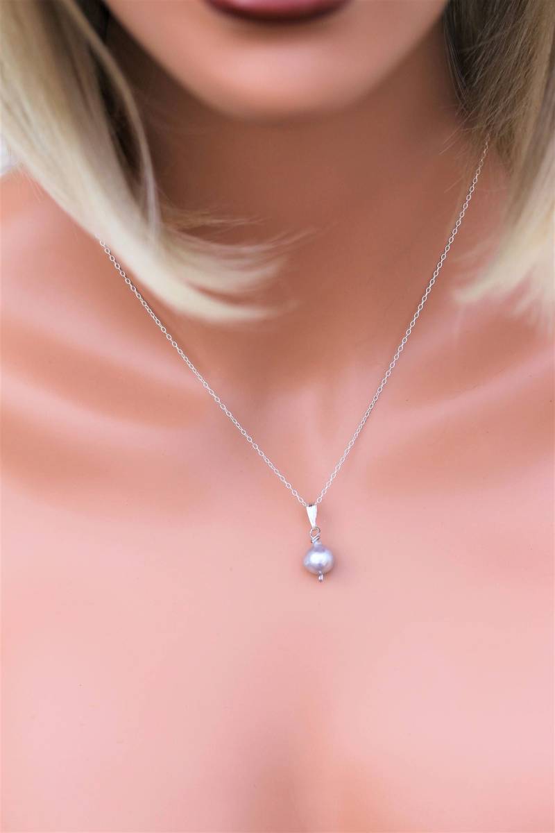 Perlenschmuck-Set, Zarter Schmuck, Zierlicher Perlenschmuck, Graue Perlen, Süßwasserperle, Hochzeitsschmuck von ZebaCreations