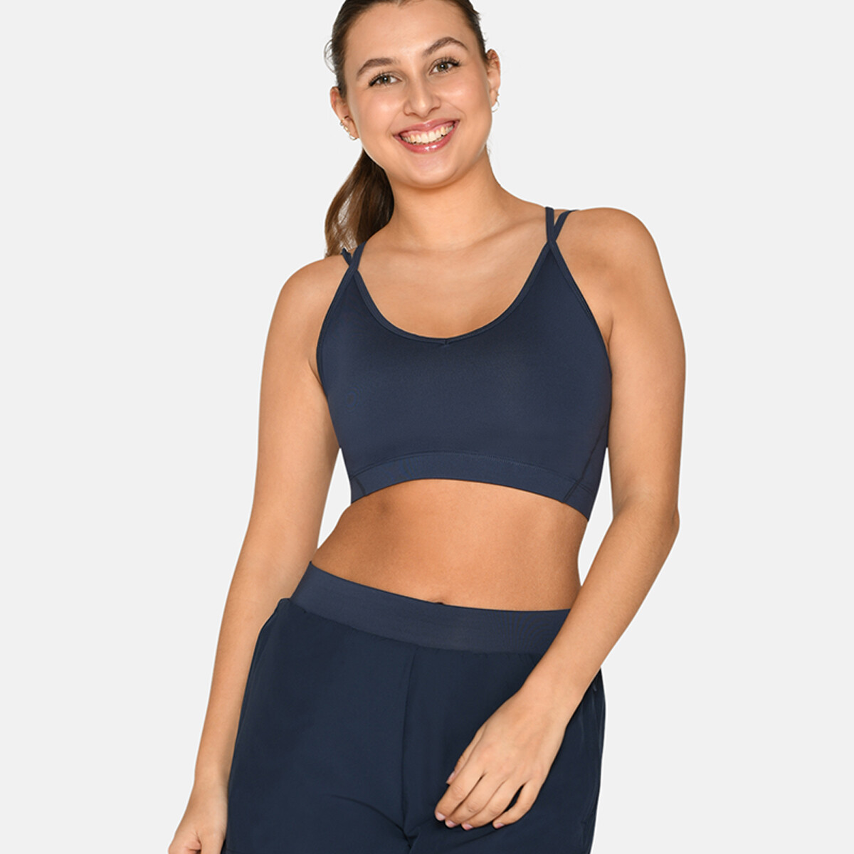 Zebdia Slim Strap Sport BH, Farbe: Blau, Größe: M, Damen von Zebdia