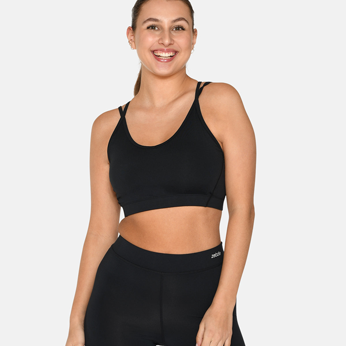 Zebdia Slim Strap Sport BH, Farbe: Schwarz, Größe: XL, Damen von Zebdia