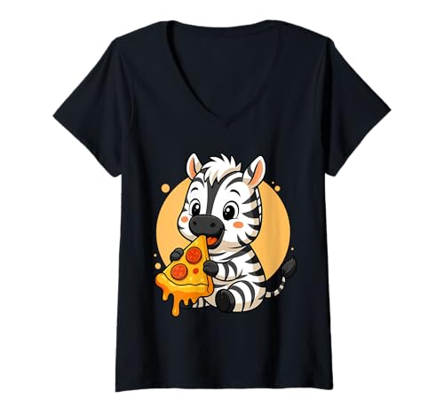 Damen Lustiges Zebra Essen Pizza Grafik Jungen Mädchen Zebra Liebhaber T-Shirt mit V-Ausschnitt Damen Lustiges Zebra Essen Pizza Grafik Jungen Mädchen Zebra Liebhaber T-Shirt mit V-Ausschnitt von Zebra Eating Pizza Graphic Design