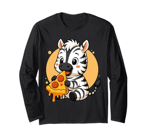 Lustiges Zebra Essen Pizza Grafik Jungen Mädchen Zebra Liebhaber Langarmshirt von Zebra Eating Pizza Graphic Design