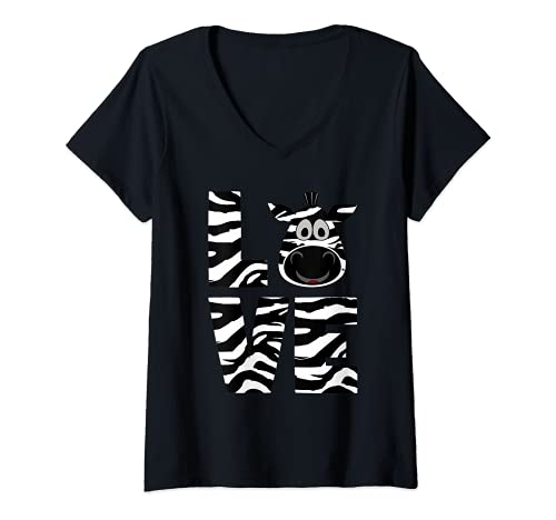 Damen Zebra-Print für Zebra-Liebhaber T-Shirt mit V-Ausschnitt Damen Zebra-Print für Zebra-Liebhaber T-Shirt mit V-Ausschnitt von Zebra Ka.