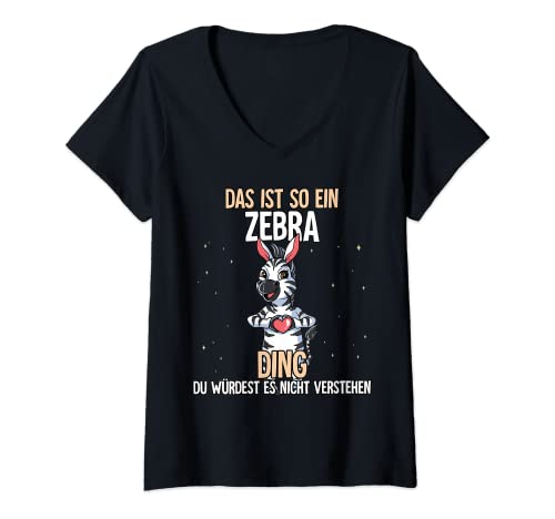 Damen Zebra T-Shirt mit V-Ausschnitt Damen Zebra T-Shirt mit V-Ausschnitt von Zebra Liebhaber