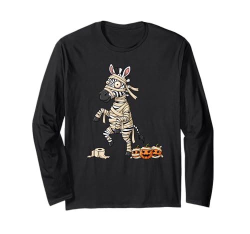 Lustiger Zebra Mummy Kürbis Halloween Kinder Herren Damen Langarmshirt Lustiger Zebra Mummy Kürbis Halloween Kinder Herren Damen Langarmshirt von Zebra Lovers Cute Halloween Outfits for Boy Girl