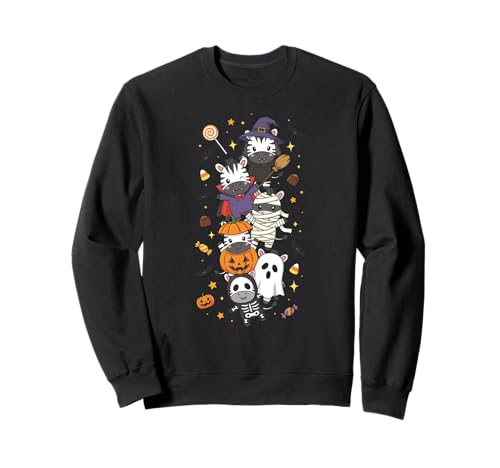 Lustiges Zebra Hexe Vampir Geist Halloween Kinder Herren Damen Sweatshirt von Zebra Lovers Halloween Skeleton Mummy Outfits