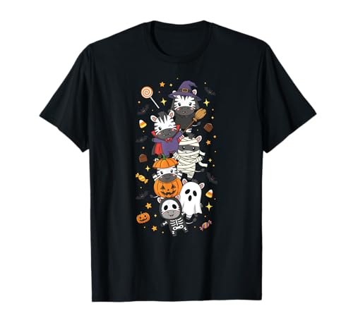 Lustiges Zebra Hexe Vampir Geist Halloween Kinder Herren Damen T-Shirt von Zebra Lovers Halloween Skeleton Mummy Outfits