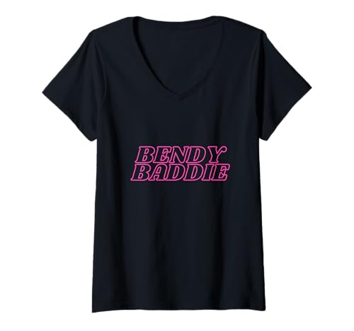 Damen Bendy Baddies (rosa Buchstaben) We Bend But We Don't Break T-Shirt mit V-Ausschnitt von Zebra Mom