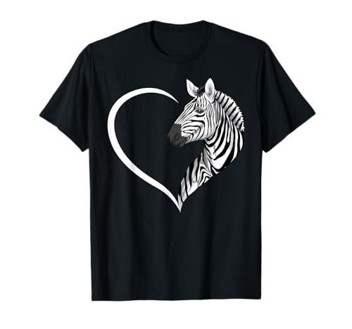 Zebra T-Shirts für Damen Mädchen Kinder Zebra T-Shirt Herz T-Shirt von Zebra T Shirt & Tees Co