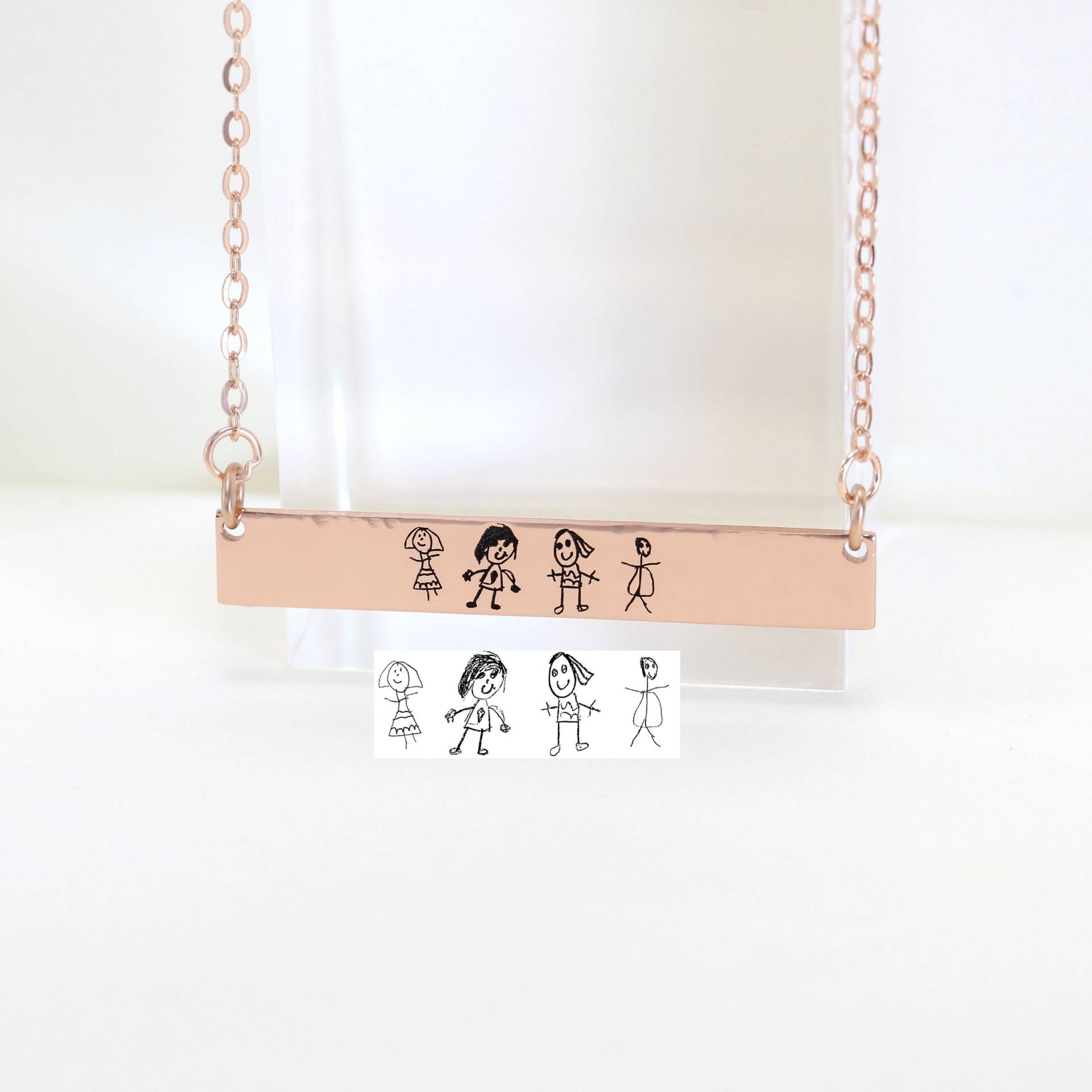 sterling Silber Echte Kinder Zeichnung Halskette Für Mama, Kinder Kunstwerk Halskette, Custom Kid Art Geschenk, Handschrift Bar Halskette, Mama von ZebraHandmadeJewelry