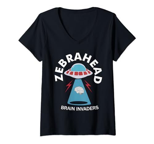Damen Zebrahead Brain Invaders Lustiges Design T-Shirt mit V-Ausschnitt Damen Zebrahead Brain Invaders Lustiges Design T-Shirt mit V-Ausschnitt von Zebrahead brain invaders