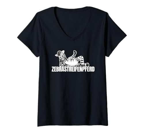 Damen Zebrastreifenpferd Zebrastreifen Pferd Aua Aua Malle B06 T-Shirt mit V-Ausschnitt Damen Zebrastreifenpferd Zebrastreifen Pferd Aua Aua Malle B06 T-Shirt mit V-Ausschnitt von Zebrastreifenpferd Mallorca Aua Aua Fun Saufen