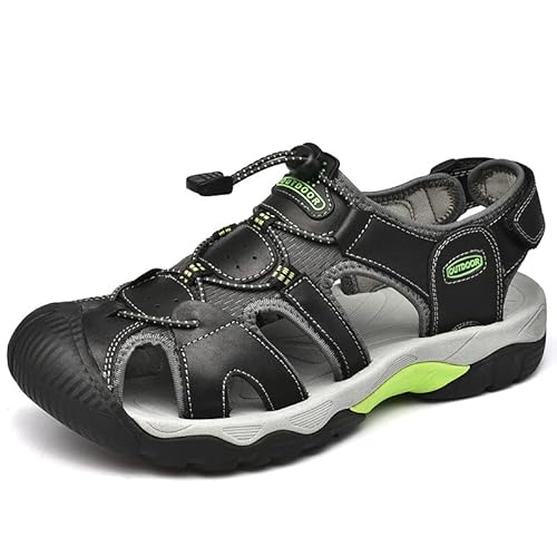 Zedazoom Männer Leder Sandalen Strand Wandern Sandalen Sommer Schuhe Freizeitschuhe Wandern Männer Sport Outdoor Wasser Fischer Atmungsaktive Sandale von Zedazoom