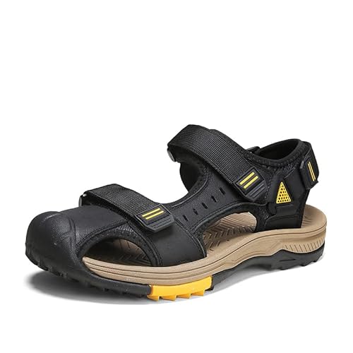 Zedazoom Männer Leder Sandalen Strand Wandern Sandalen Sommer Schuhe Freizeitschuhe Wandern Männer Sport Outdoor Wasser Fischer Atmungsaktive Sandale von Zedazoom