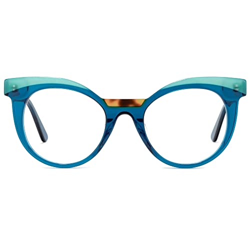 Zeelool Cat Eye Fashion Brille für Damen, nicht verschreibungspflichtige Brillenrahmen für Damen, Lismary WA528512, Wa528512-01 blau, Medium von Zeelool