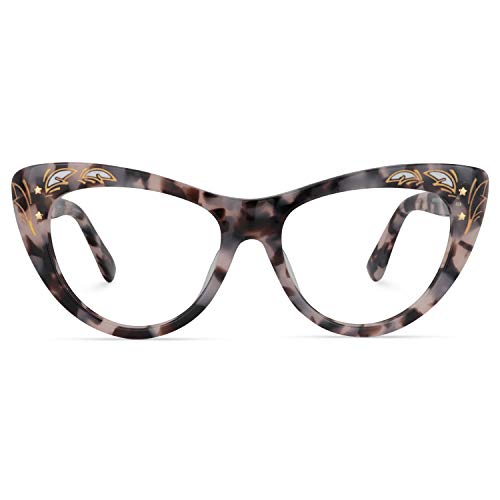 Zeelool Pamela VFP0165 Damenbrille mit Katzenaugen-Rahmen und klaren Gläsern, (Vfp0165-01 Dunkelschildkröte), Large von Zeelool