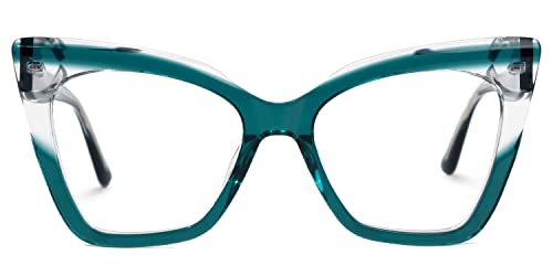 Zeelool Searcy ZJGA605285 Damen-Brillenrahmen mit nicht verschreibungspflichtigen klaren Gläsern aus Acetat, Grün , Medium von Zeelool