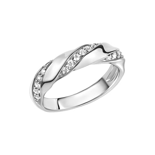 Zeeme Silber Damen Ring 925/- Sterling Silber Glänzend Zirkonia weiß 471270057 von Zeeme