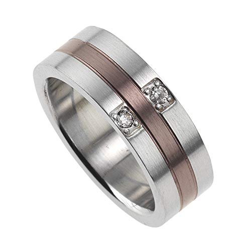 Zeeme Stainless Steel Unisex Ring Edelstahl Glänzend Kristall weiß 389070004 von Zeeme
