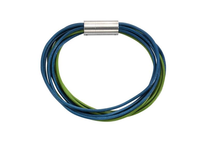 Zeeme Armband Leder 9-reihig türkis mit Magnetverschluß aus Stahl 19cm lang von Zeeme