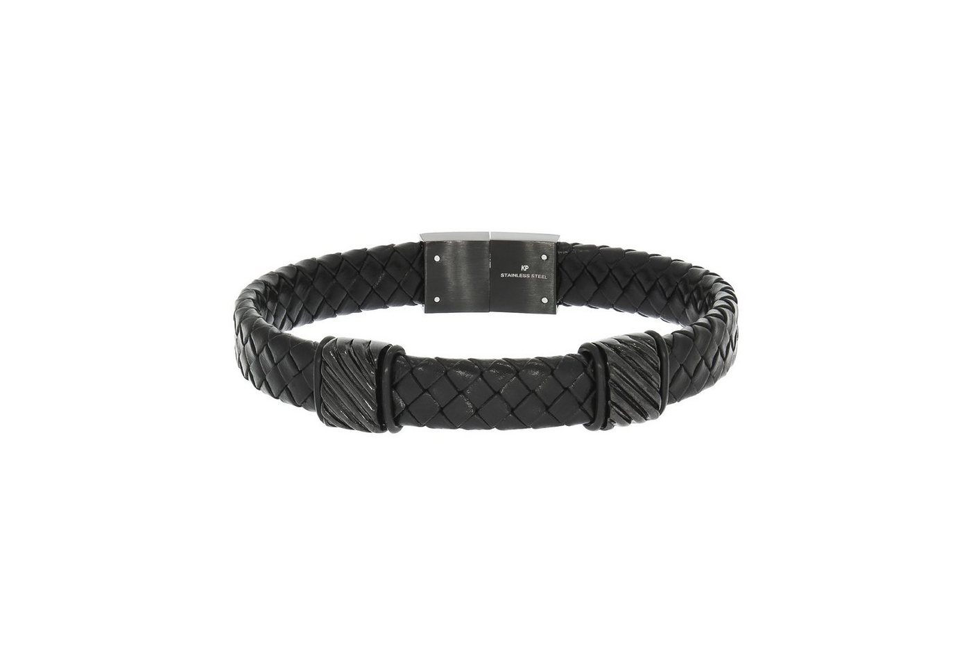 Zeeme Armband Lederband schwarz mit Edelstahlverschluss von Zeeme