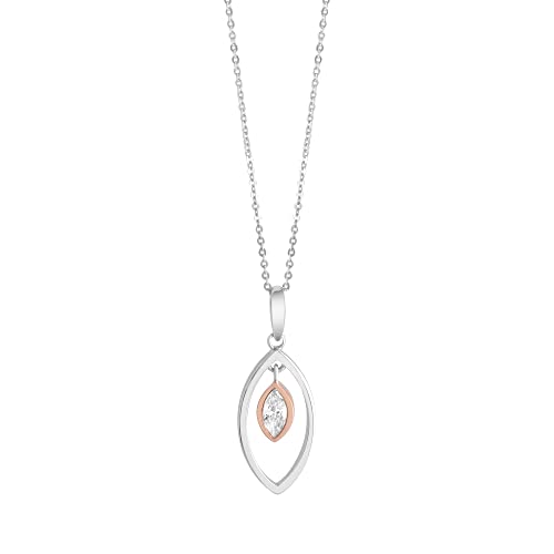 Zeeme Basic Damen Anhänger mit Kette 925/- Sterling Silber 42/45cm Glänzend Zirkonia weiß 500245415 von Zeeme