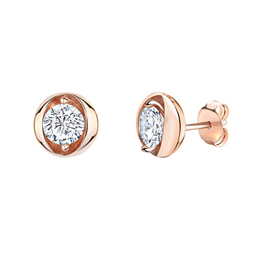 Zeeme Basic Damen Ohrringe 925/- Sterling Silber 1,0cm Glänzend Zirkonia rot 360221866-2 von Zeeme