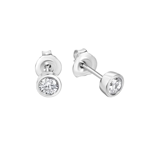 Zeeme Basic Damen Ohrstecker 925/- Sterling Silber 0,5cm Glänzend Zirkonia weiß 273220520R von Zeeme