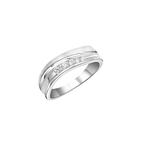 Zeeme Basic Damen Ring 925/- Sterling Silber Gesandet/Glanz Zirkonia weiß 371270285 von Zeeme