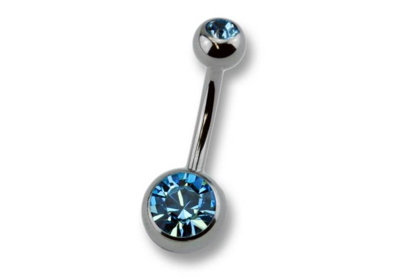 Zeeme Bauchnabelpiercing Titan silberfarben Kristall dunkelblau von Zeeme