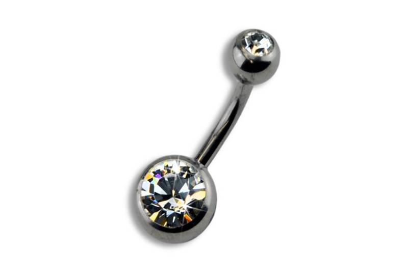 Zeeme Bauchnabelpiercing Titan silberfarben Kristall weiß 8mm von Zeeme