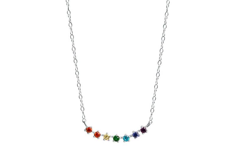 Zeeme Collierkettchen Silber 925 rhodiniert mit bunten Zirkonia-Steinen von Zeeme