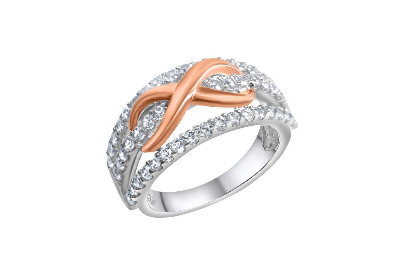 Zeeme Fingerring 925/- Sterling Silber 2-farbig Zirkonia von Zeeme