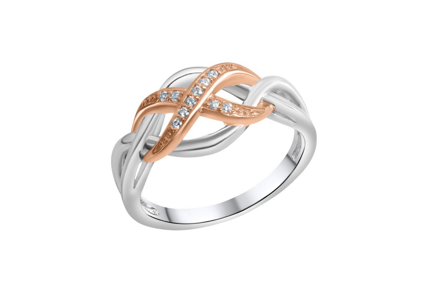 Zeeme Fingerring 925/- Sterling Silber 2-farbig Zirkonia von Zeeme