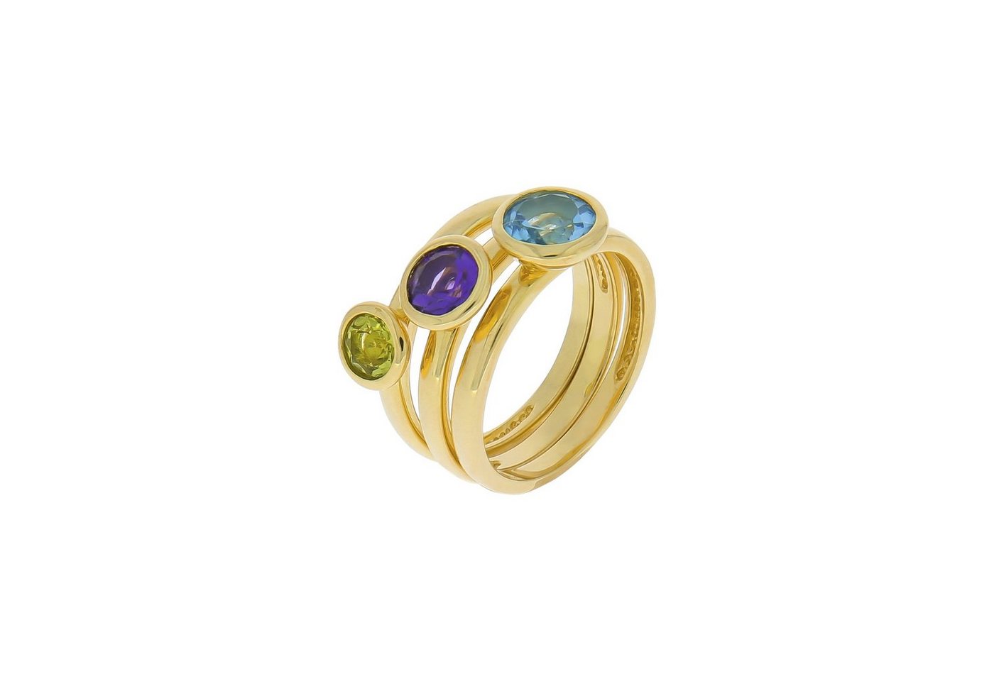 Zeeme Fingerring 925/- Sterling Silber Blautopas Peridot Amethist von Zeeme