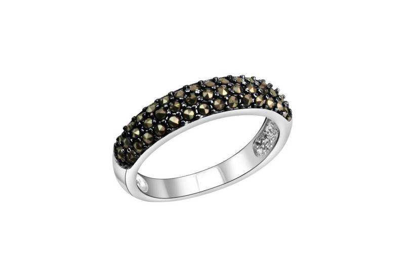 Zeeme Fingerring Silber 925 rhodiniert mit 43 Markasit-Steinen von Zeeme