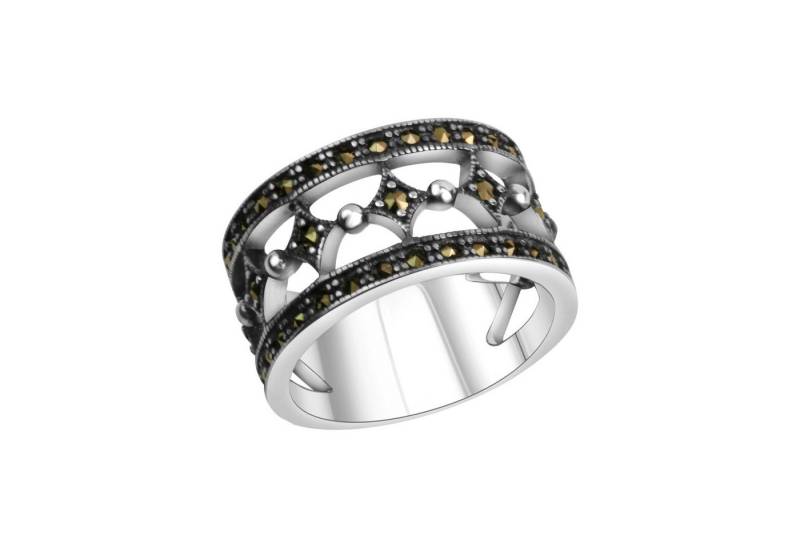 Zeeme Fingerring Silber 925 oxidiert mit 40x Markasit von Zeeme