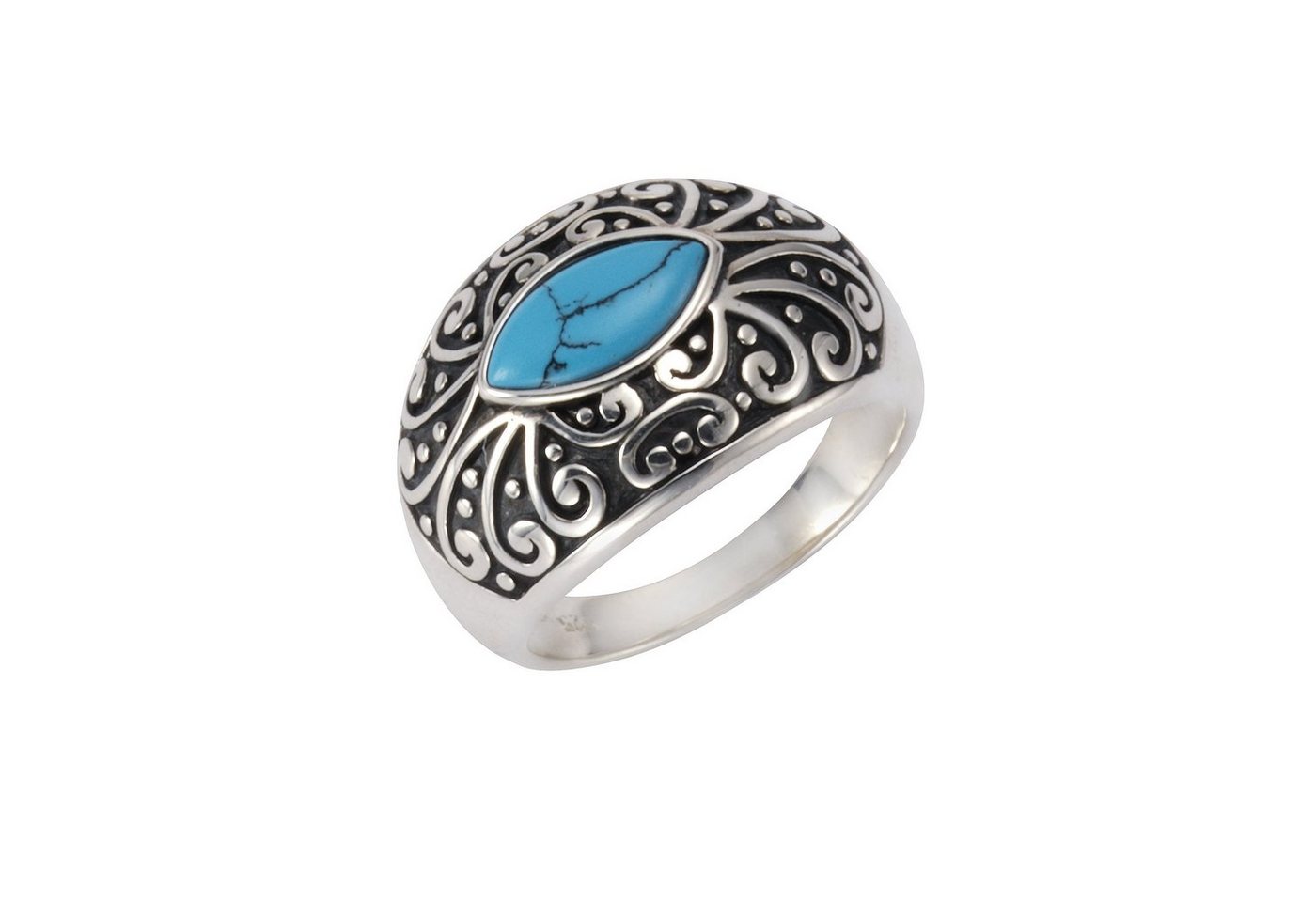 Zeeme Fingerring 925/- Sterling Silber oxidiert Türkis von Zeeme