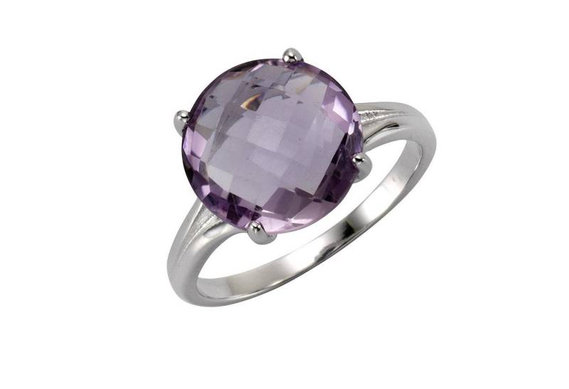 Zeeme Fingerring Silber 925 rhodiniert mit echtem Amethyst 12mm von Zeeme