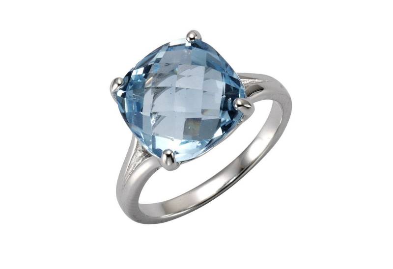 Zeeme Fingerring Silber 925 rhodiniert mit Blautopas (beh) 12mm von Zeeme