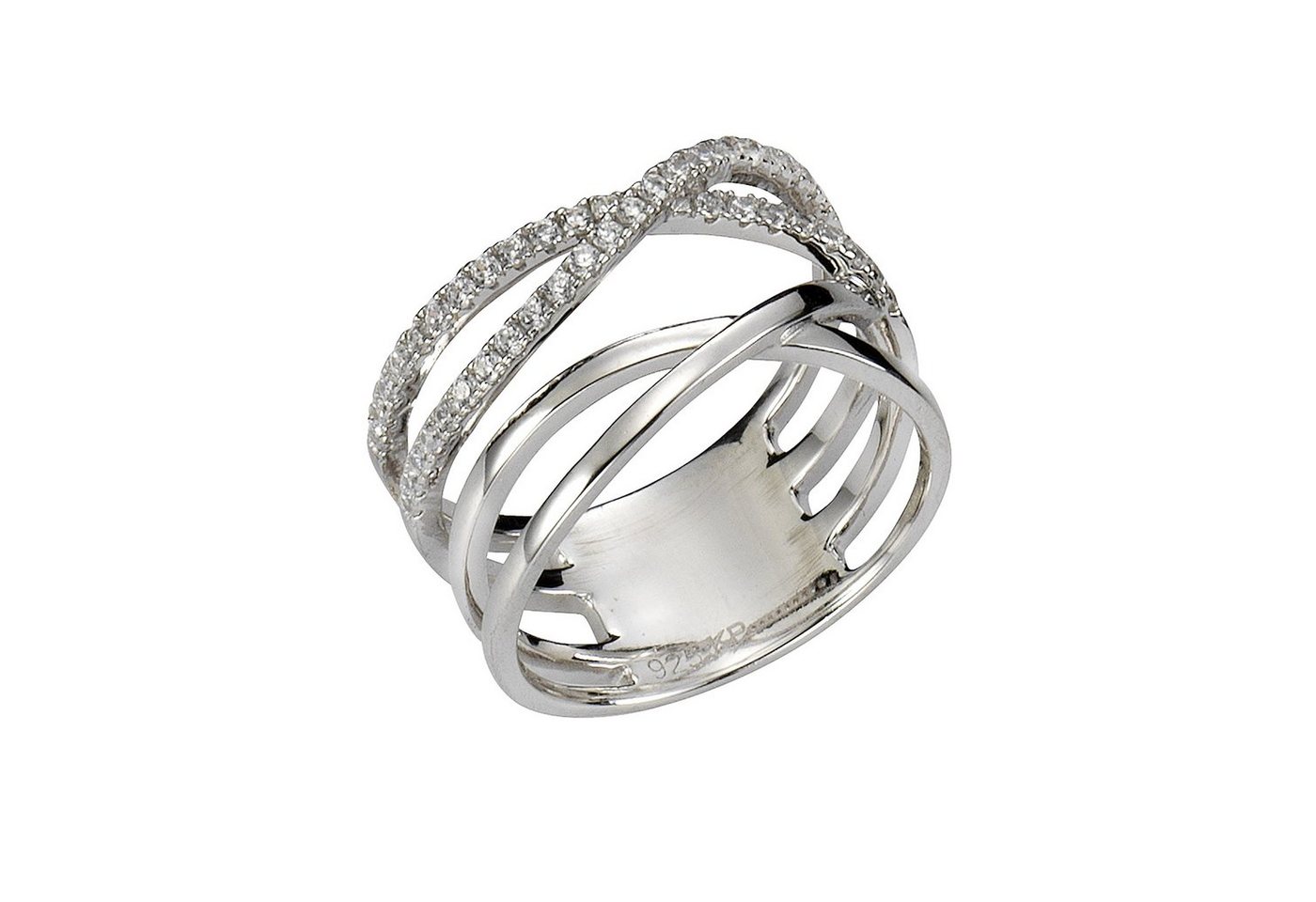 Zeeme Fingerring 925 Silber rhodiniert Zirkonia weiß von Zeeme