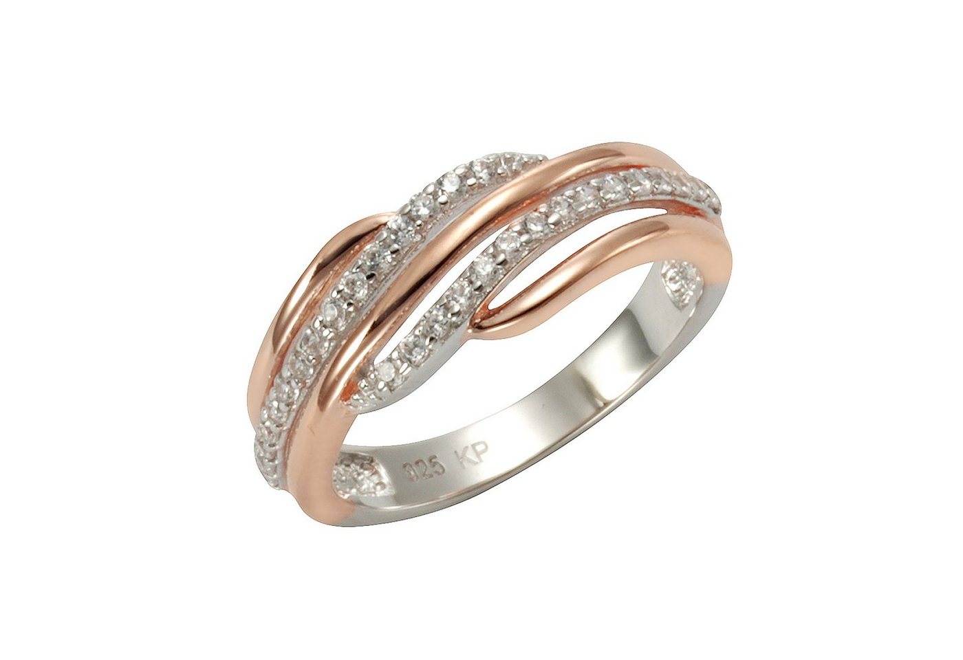 Zeeme Fingerring 925 Silber zweifarbig Zirkonia weiß von Zeeme