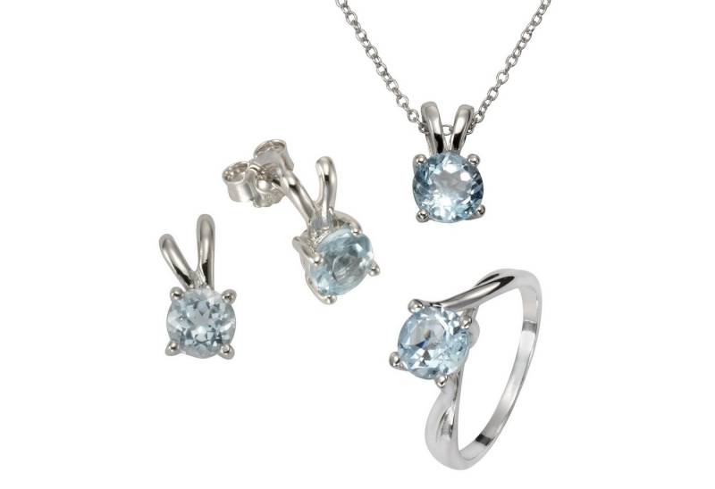 Zeeme Fingerring Silber 925 rhodiniert mit Blautopas (beh) von Zeeme