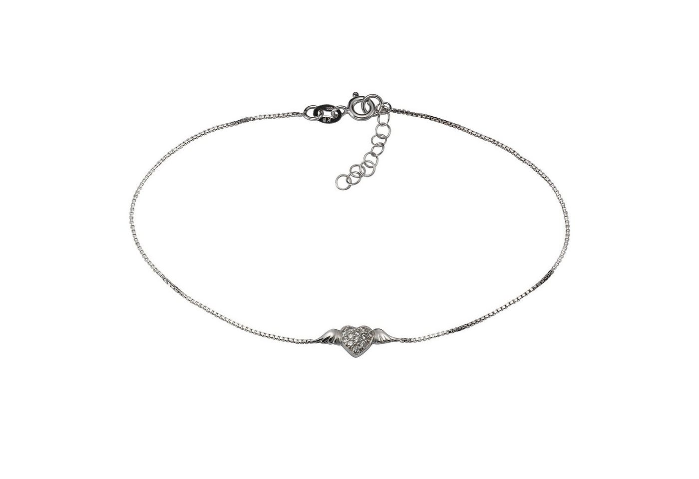 Zeeme Fußkette 925/- Sterling Silber rhodiniert Herz Zirkonia von Zeeme