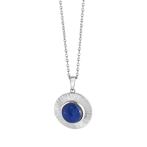 Zeeme Gemstones Damen Anhänger mit Kette 925/- Sterling Silber 42+3cm Glänzend Lapislazuli weiß 3,30ct. 500245413 von Zeeme